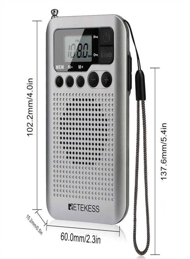 Retekess TR106 FM/AM Portable Radio with LCD Display with Sleep Timer Pocket Radio Receiver MP3 Player - Image 4