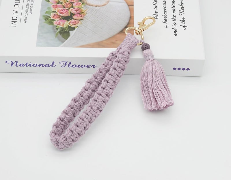 Moydolo Macrame Boho Handmade Cute Bracelet Holder Keychain Wristlet Key Chain Wrist Lanyard for Women Girls - Image 2