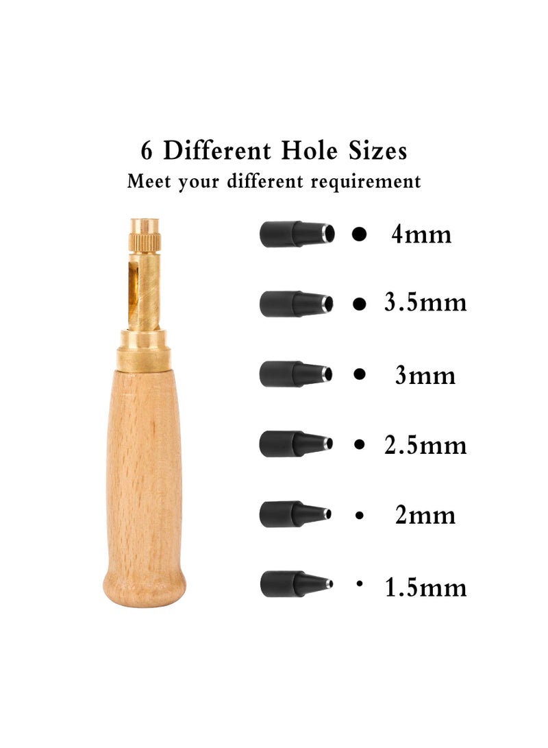 Screw Hole Puncher, Japanese Screw Hole Punch Wood Handle Hole Punch 6 Tips Sizes Hole Punch 1.5mm Hole Punch 2mm Hole Punch 2.5mm Hole Punch 3mm Hole Punch 3.5mm Hole Punch 4mm Hole Punch - Image 2