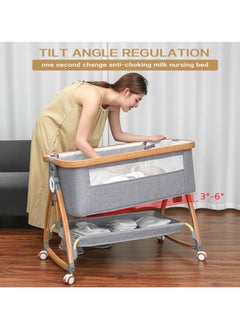 Arabest Baby Bassinet, Bedside Bassinet for Baby, 6 Height Adjustable Baby Bed, 3 in 1 Bassinet Bedside Sleeper with Wheels, Mosquito Net, Portable Bedside Crib for Infant/Baby/Newborn (Light Grey)  - Image 3