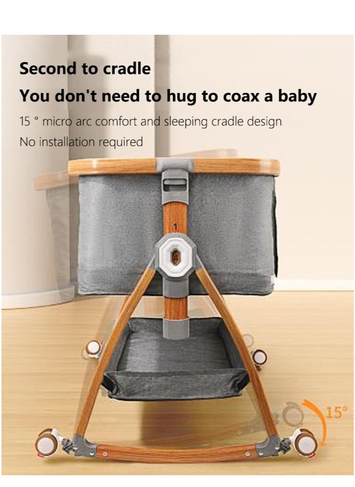 Arabest - Baby Bassinet, Bedside Bassinet for Baby, 6 Height Adjustable Baby Bed, 3 in 1 Bassinet Bedside Sleeper with Wheels, Mosquito Net, Portable Bedside Crib for Infant/Baby/Newborn (Light Grey) - Image 1