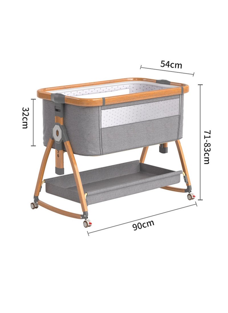 Arabest - Baby Bassinet, Bedside Bassinet for Baby, 6 Height Adjustable Baby Bed, 3 in 1 Bassinet Bedside Sleeper with Wheels, Mosquito Net, Portable Bedside Crib for Infant/Baby/Newborn (Light Grey) - Image 1