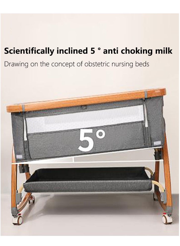 Arabest - Baby Bassinet, Bedside Bassinet for Baby, 6 Height Adjustable Baby Bed, 3 in 1 Bassinet Bedside Sleeper with Wheels, Mosquito Net, Portable Bedside Crib for Infant/Baby/Newborn (Light Grey) - Image 1