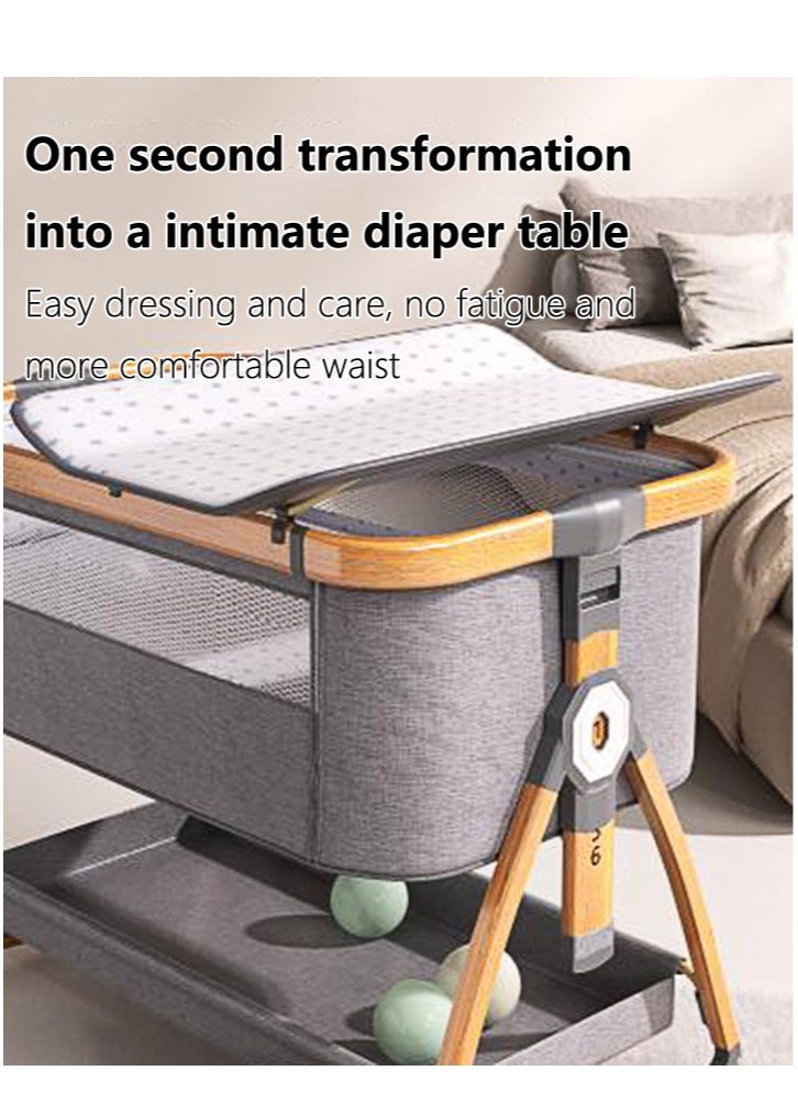 Arabest - Baby Bassinet, Bedside Bassinet for Baby, 6 Height Adjustable Baby Bed, 3 in 1 Bassinet Bedside Sleeper with Wheels, Mosquito Net, Portable Bedside Crib for Infant/Baby/Newborn (Light Grey) - Image 1