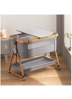 Arabest Baby Bassinet, Bedside Bassinet for Baby, 6 Height Adjustable Baby Bed, 3 in 1 Bassinet Bedside Sleeper with Wheels, Mosquito Net, Portable Bedside Crib for Infant/Baby/Newborn (Light Grey)  - Image 1