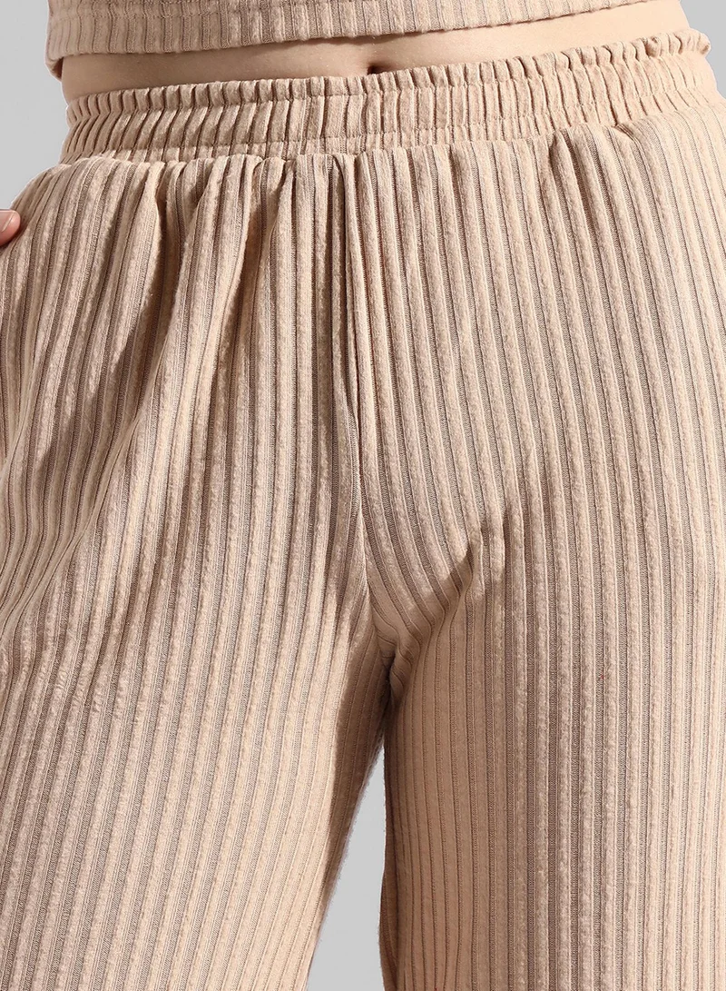 PINACOLADA Women's Beige Ribbed Co-Ord Set