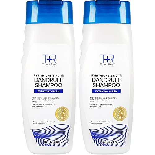 True+Real Classic Everyday Clean Anti-Dandruff Shampoo, Pyrithione Zinc 1%, Daily Use Scalp Care for All Hair Types, 14.2 Fl Oz, 2 pk - Image 1