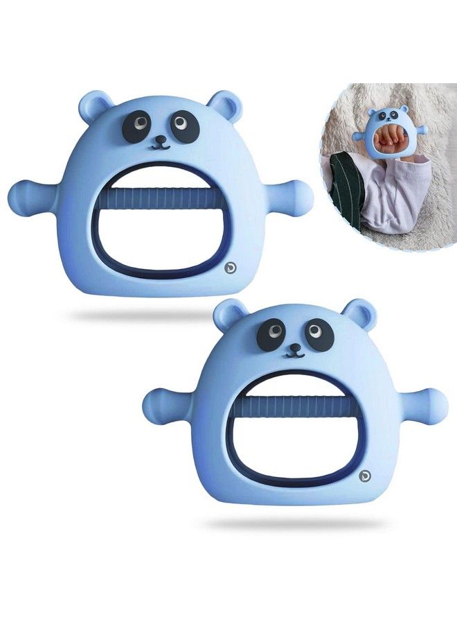 DaKos Teether Soother For New Born Teether And Soother For Baby Baby Mitten Teether Baby Chew Toys For Sucking Needs Sensory Teether Toy (Animal Shaped Panda Blue) (Pack Of 2) - Image 2