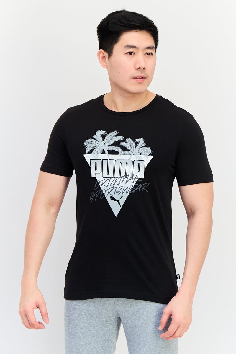 PUMA Men Regular Fit Graphic Print Short Sleeves Outdoor T-Shirt, Black - Image 1