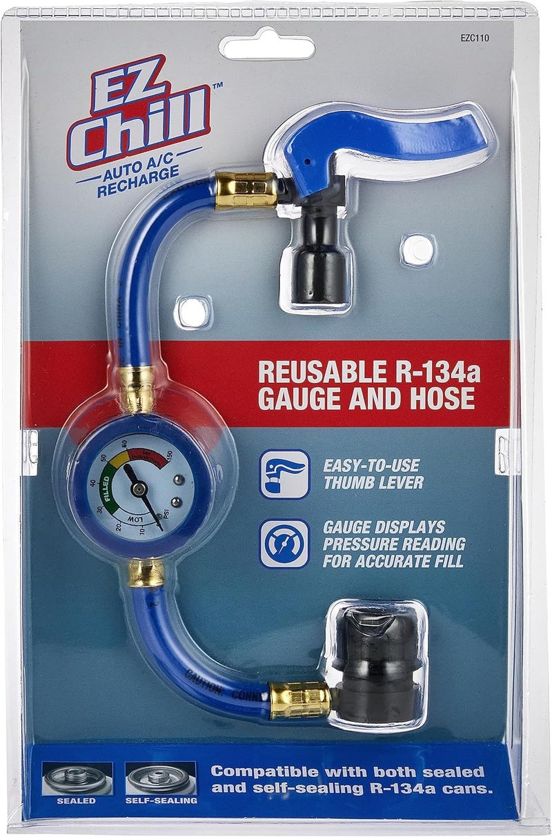 AC/Pro Car Air Conditioner Refrigerant Gauge and Hose by , EZ Chill Reusable AC Recharge Kit for Cars, Trucks,3 x 11 x 8 inches - Image 1
