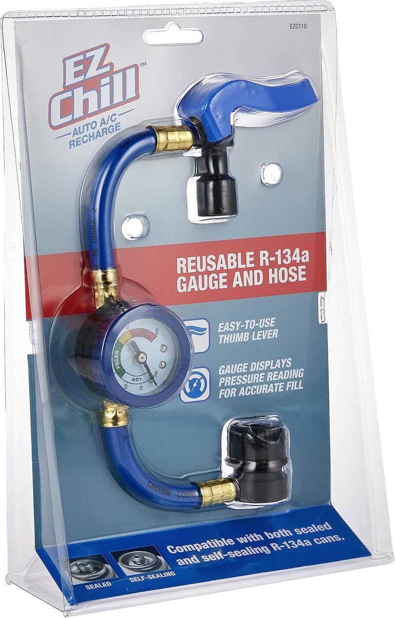 AC/Pro Car Air Conditioner Refrigerant Gauge and Hose by , EZ Chill Reusable AC Recharge Kit for Cars, Trucks,3 x 11 x 8 inches - Image 3