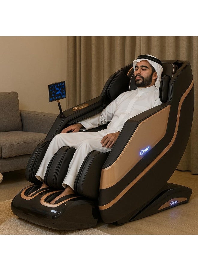 أوزون كرسي تدليك الجسم الكامل OZONE 4D Royal Vintage OZ-7 | وضعية انعدام الجاذبية | مسار SL | تدليك شياتسو + وضعية استرخاء | تدفئة مركزية | تمارين يوغا عميقة | بكرات تدليك القدمين | تحكم صوتي بالذكاء الاصطناعي | شاشة لمس - Image 2