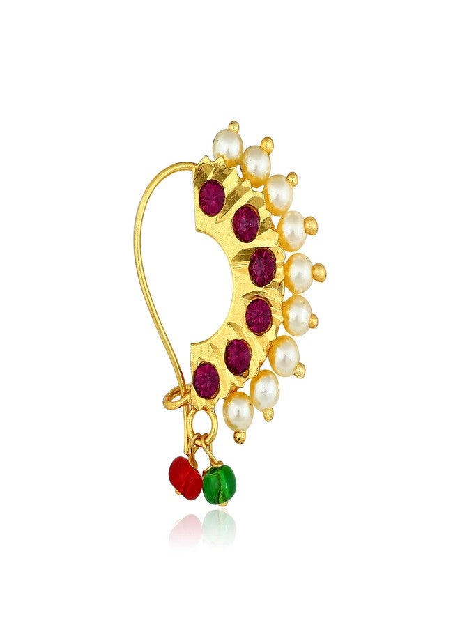 Amaal Traditional Jewellery Gold Plated Maharashtrian Wedding Combo Nose pin/Nath Nose Ring for Women Girls (2 pcs) -Nath COMBO-A708 - Image 2