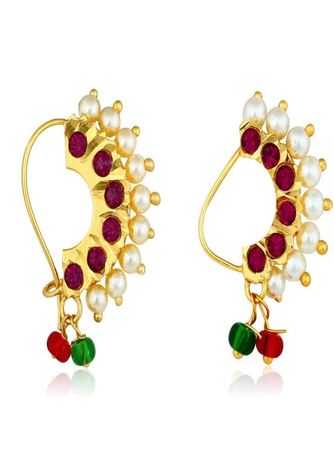 Amaal Traditional Jewellery Gold Plated Maharashtrian Wedding Combo Nose pin/Nath Nose Ring for Women Girls (2 pcs) -Nath COMBO-A708 - Image 1