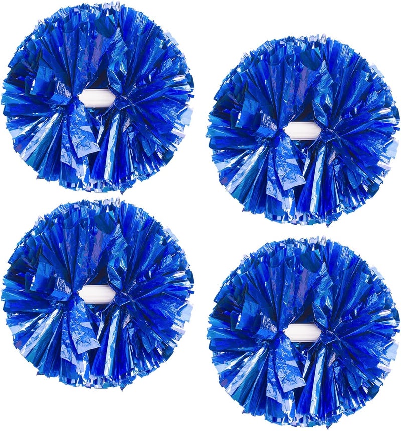 CREATIEE-PRO 4Pcs Metallic Cheerleading Pom Poms, Creatiee 2 Pair Cheerleader Cheering Squad Pompoms for School Sports Dance Games Team Spirit Cheer - Image 1