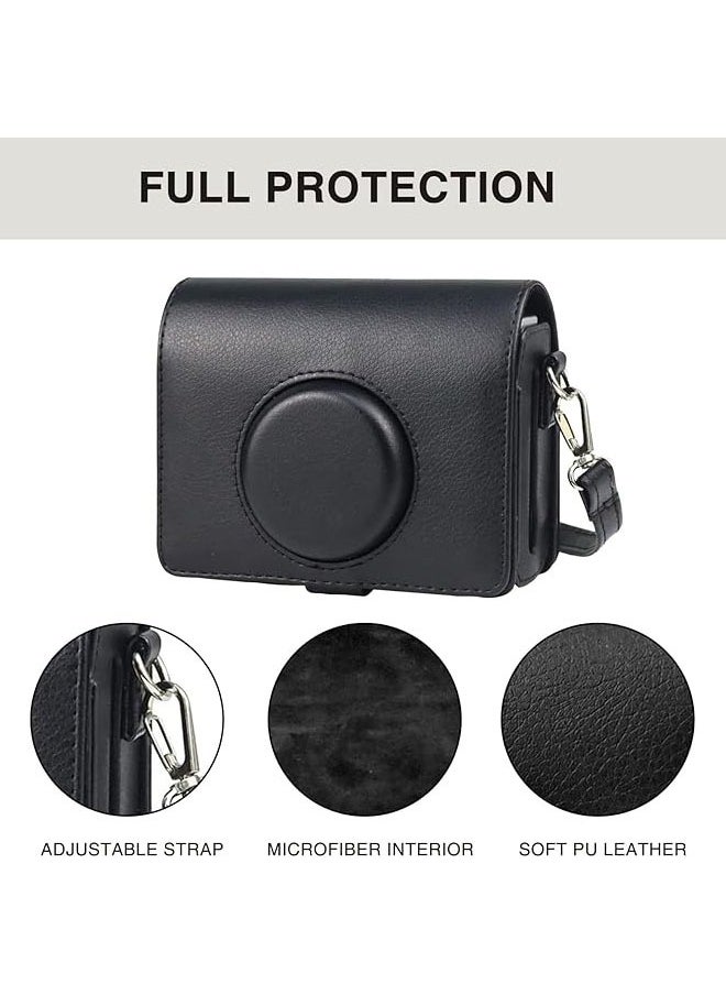 Horizontal Camera Case for Fujifilm Instax Mini EVO - Compatible Protective Bag with Adjustable Shoulder Strap, Black Lychee Texture, Stylish and Durable