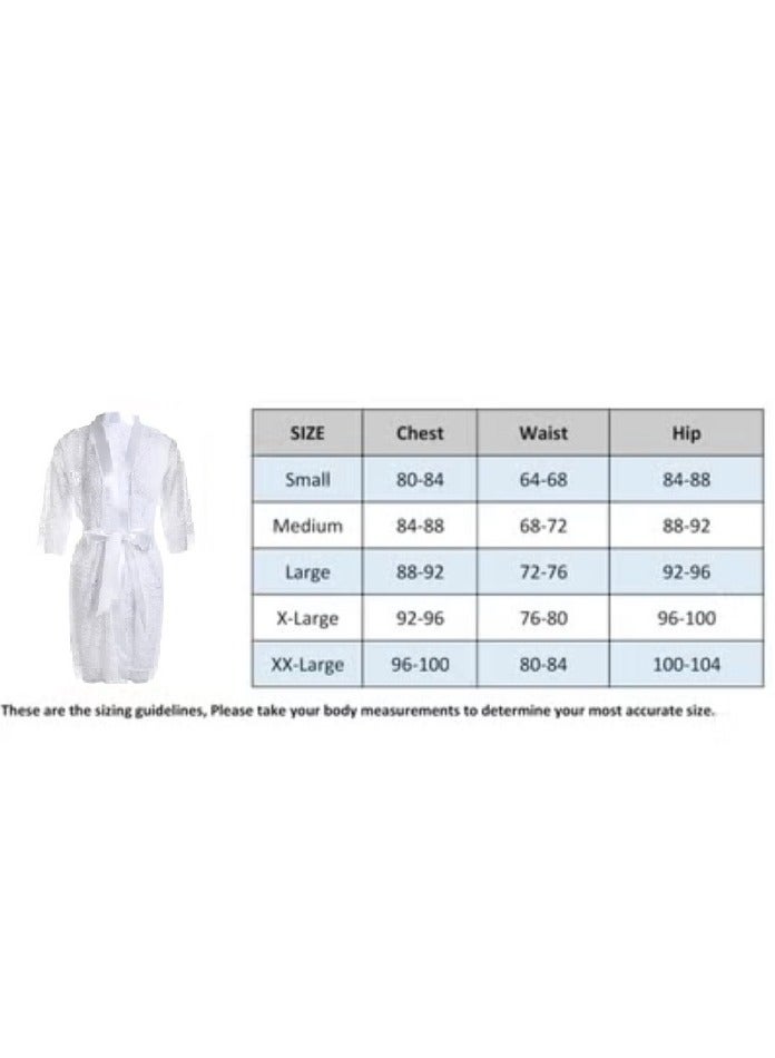 VITION Nighty for Women Sleepwear Underwear Lace Mesh Briefts and Longwear Robe Soft Silky Night Gown Set (XXL) White - Image 3