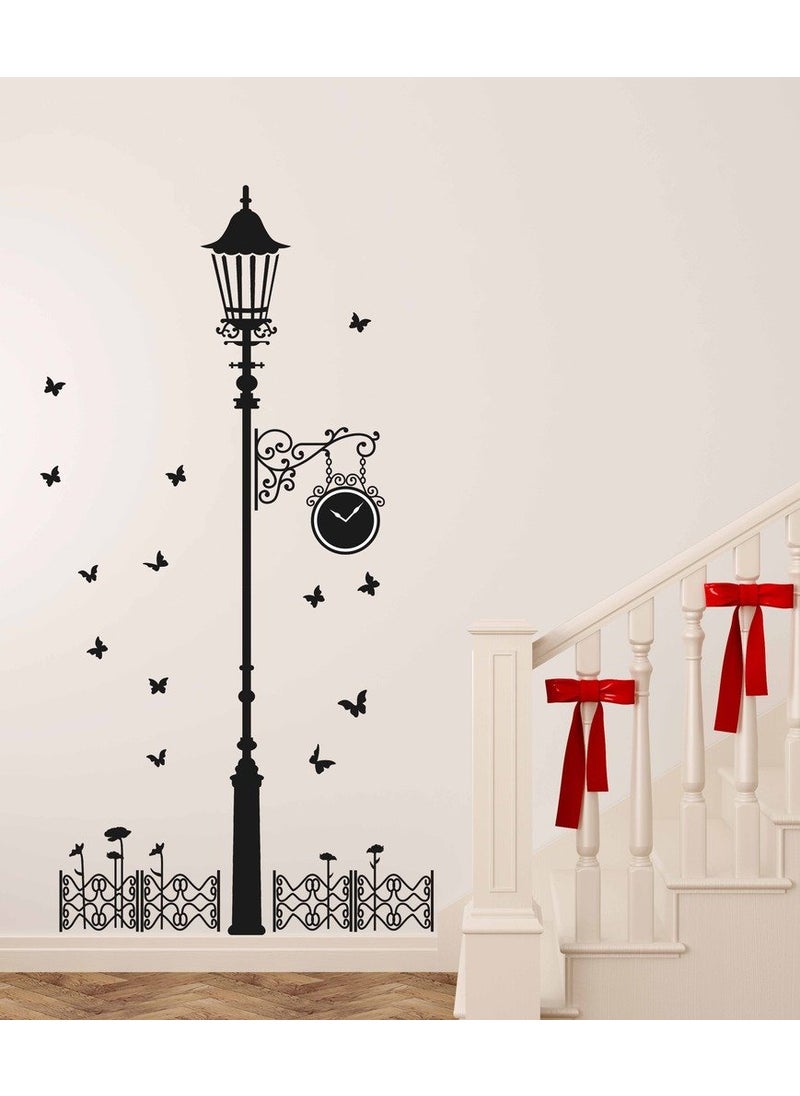 Decals Design Decals Design 'Black Antique Street Lamp with Butterflies' Wall Sticker (PVC Vinyl, 60 cm x 90 cm x 1 cm, Black)  - Image 1