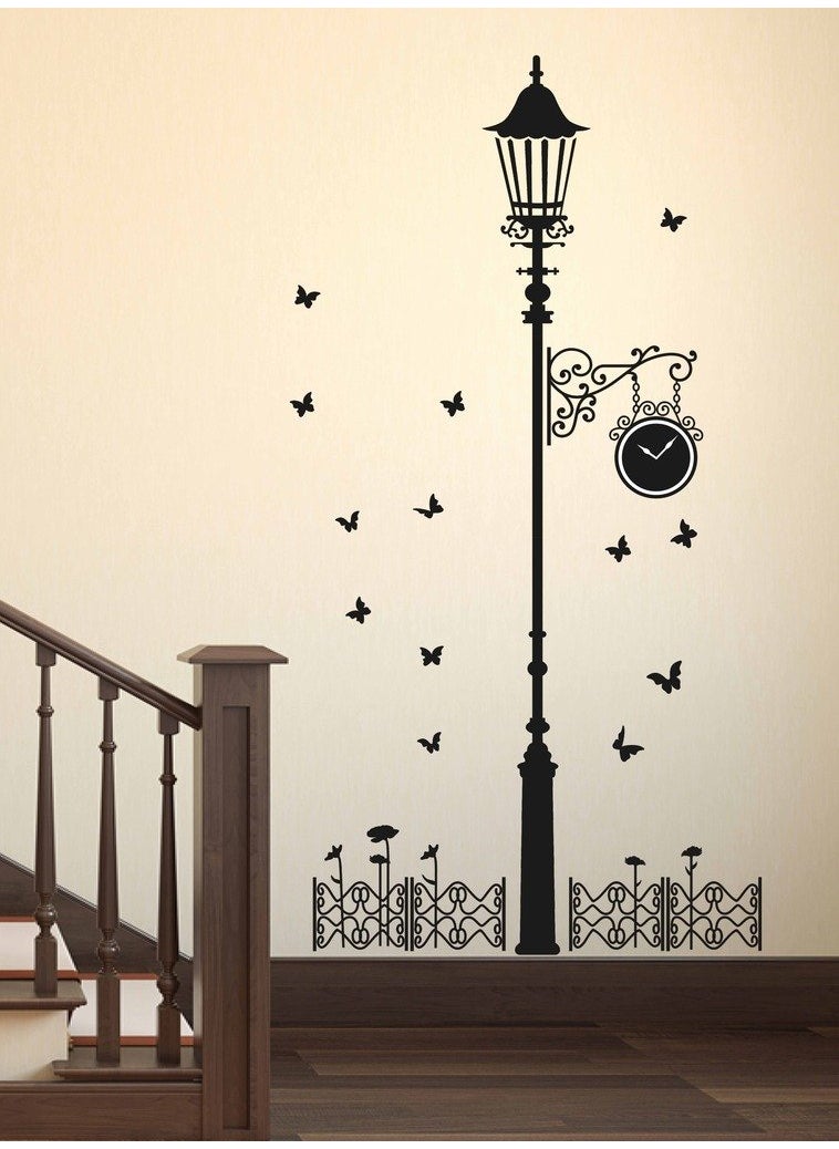 Decals Design Decals Design 'Black Antique Street Lamp with Butterflies' Wall Sticker (PVC Vinyl, 60 cm x 90 cm x 1 cm, Black)  - Image 3