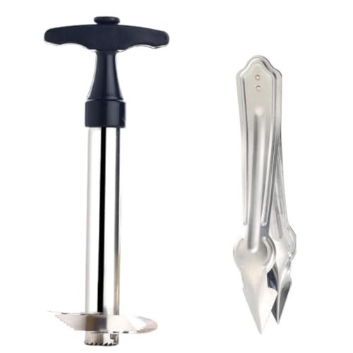 HELIMIX Stainless Steel Pineapple Slicer Cutter, Pineapple Seed Clip Eye Remover, Deseeding Gadget Corer and Slicer Tool Combo. - Image 1