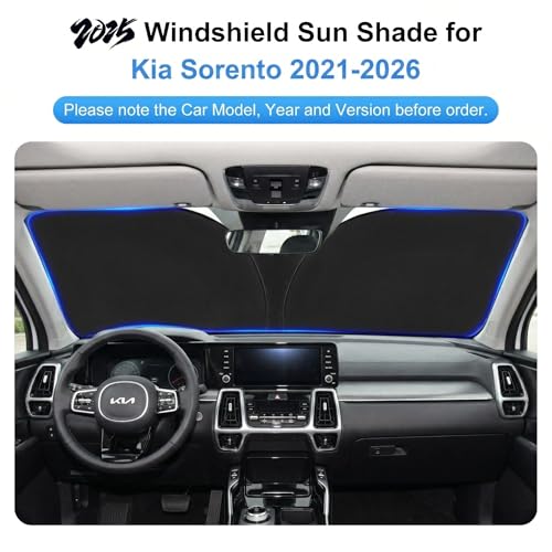 PinBaoLaLa Car Sun Shade for 2021-2024 2025 2026 Kia Sorento Accessories Windshield Sunshade Cover Front Window Shade Custom Fit Sorento Sun Visor Protector Foldable Blocks UV Rays - Image 2