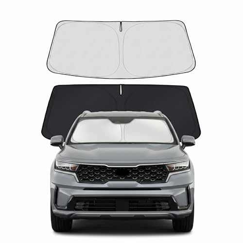 PinBaoLaLa Car Sun Shade for 2021-2024 2025 2026 Kia Sorento Accessories Windshield Sunshade Cover Front Window Shade Custom Fit Sorento Sun Visor Protector Foldable Blocks UV Rays - Image 1