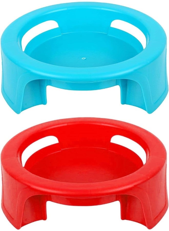 MAGIC SPOON Multipurpose Unbreakable Plastic Matka Stand/Pot Stand (Aqua Green, Red, Pack of 2) - Image 1