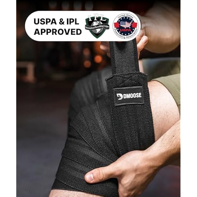 DMoose  Knee Wraps For Weightlifting, Powerlifting, Deadlifting, Bodybuilding, And Gym Workouts, 78 Inches Length (Pair), Reinforced Fastening Knee Wraps For Men And Women - Image 5