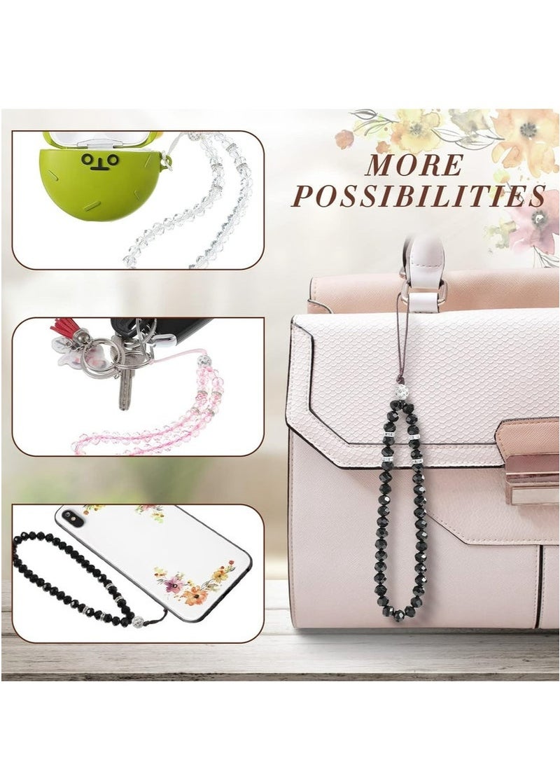 GIFT 3 Pcs Phone Lanyard Strap Phone Charm Crystal Beads Key Chain Strap  - Image 3