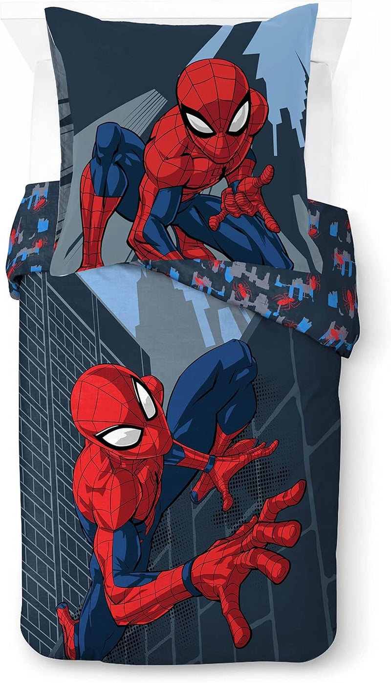 Jay Franco Marvel Spiderman City Streets 100% Cotton Children's Bed Linen Set 135 x 200 cm Single Duvet Cover + Pillowcase 80 x 80 cm - Image 1