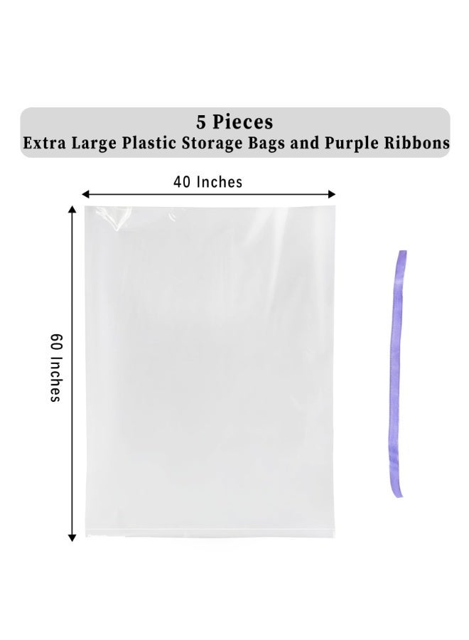 أكياس تخزين بلاستيكية كبيرة جدا واضحة ، 5Pieces 40x60 بوصة كبيرة عملاقة جمبو أكياس تخزين بلاستيكية ضخمة للأمتعة ، الحقيبة ، الأثاث ، 5 شرائط متضمنة - Image 2
