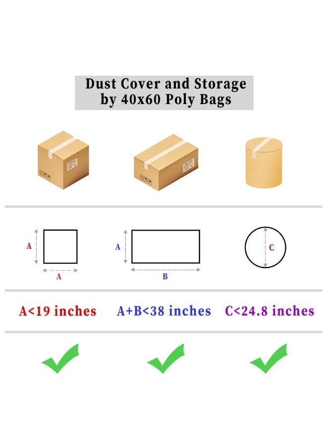 أكياس تخزين بلاستيكية كبيرة جدا واضحة ، 5Pieces 40x60 بوصة كبيرة عملاقة جمبو أكياس تخزين بلاستيكية ضخمة للأمتعة ، الحقيبة ، الأثاث ، 5 شرائط متضمنة - Image 3