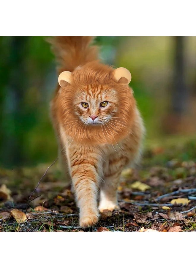 YASUOA - Cat Costumes, Lion Mane Wig Funny Outfits for Cats Kitten Puppies, Adjustable Pet Birthday Party Cosplay Apparel Outfits for Halloween Christmas Cat (Brown) - Image 1