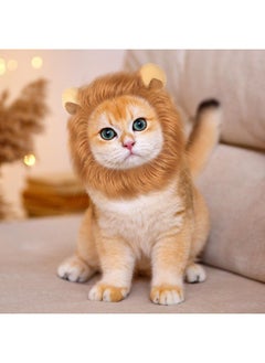 Cat Costumes, Lion Mane Wig Funny Outfits for Cats Kitten Puppies, Adjustable Pet Birthday Party Cosplay Apparel Outfits for Halloween Christmas Cat (Brown)