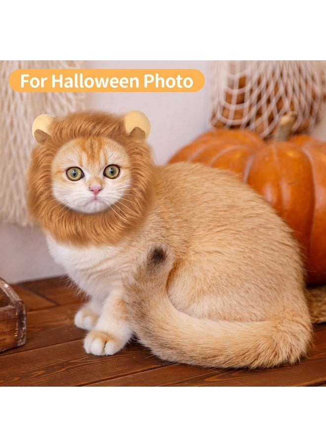 YASUOA - Cat Costumes, Lion Mane Wig Funny Outfits for Cats Kitten Puppies, Adjustable Pet Birthday Party Cosplay Apparel Outfits for Halloween Christmas Cat (Brown) - Image 1