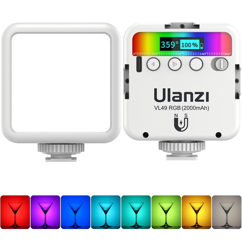 ULANZI VL49 RGB Video Lights White, LED Camera Light 360° Full Color Portable Photography Lighting w 3 Cold Shoe, 2000mAh Rechargeable CRI 95+ 2500-9000K Lamp Support Magnetic Attraction - Image 1