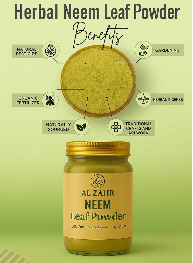 زهر مسحوق أوراق النيم من الزهر - نقي ١٠٠٪، مُصنّف يدويًا وعضوي | طارد طبيعي للحشرات، سماد ومعطر جو - Image 3