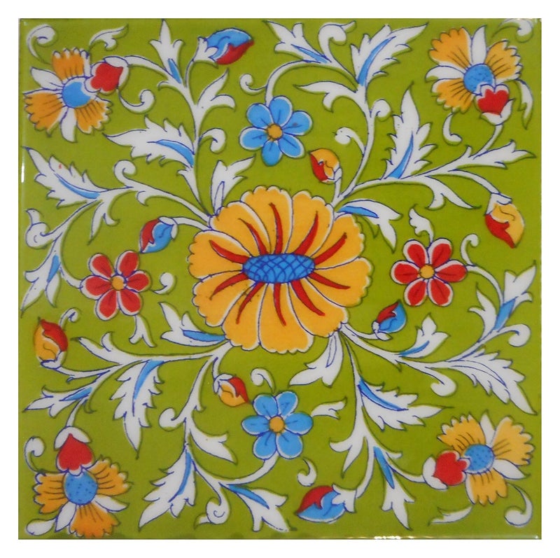 Shiv Kripa Blue Pottery SHIVKRIPA Blue Art Pottery Ceramic Decorative Handmade Tiles 6Piece SKT36  - Image 2
