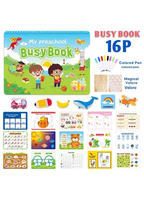 Busy Book Enlightenment Children's Flip Book Toy Three-dimensional Hook And Loop Quiet Book-Color:Thickened 32 Theme Quiet Book