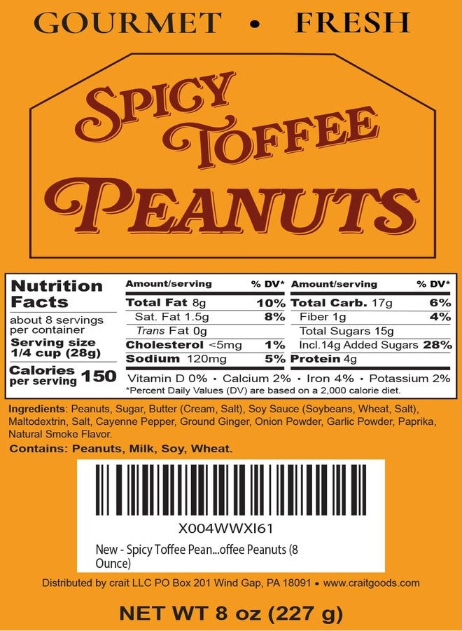 crait Spicy Toffee Peanuts, Cayenne Coated Butter Toffee Peanuts, Sweet and Spicy Snack Resealable 8 Ounce - Image 4