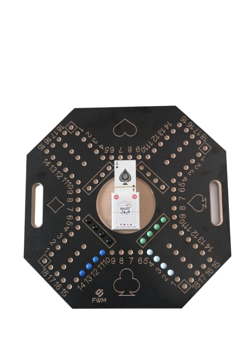 FWM Jackaroo Black Board Foldable for 4 Players for Strategic Planning Game  With 2 types play card ordinary Nap Card+Good Quality plastic play card fine wood 57*57*2cm+16 marbles - Image 2