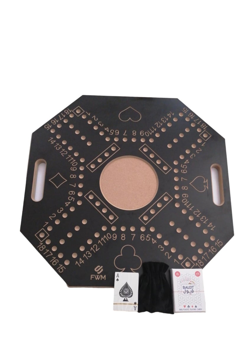 FWM Jackaroo Black Board Foldable for 4 Players for Strategic Planning Game  With 2 types play card ordinary Nap Card+Good Quality plastic play card fine wood 57*57*2cm+16 marbles - Image 3