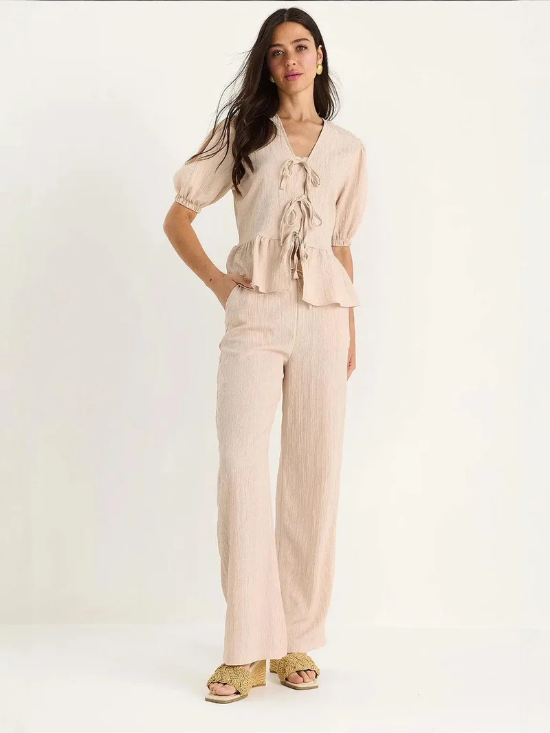 LUCCI V-Neck Textured Two-Piece Co-Ord