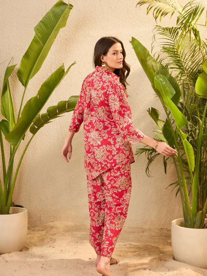 Take Two Floral Printed Pure Cotton Tunic and Trousers Co-Ords By Imana
