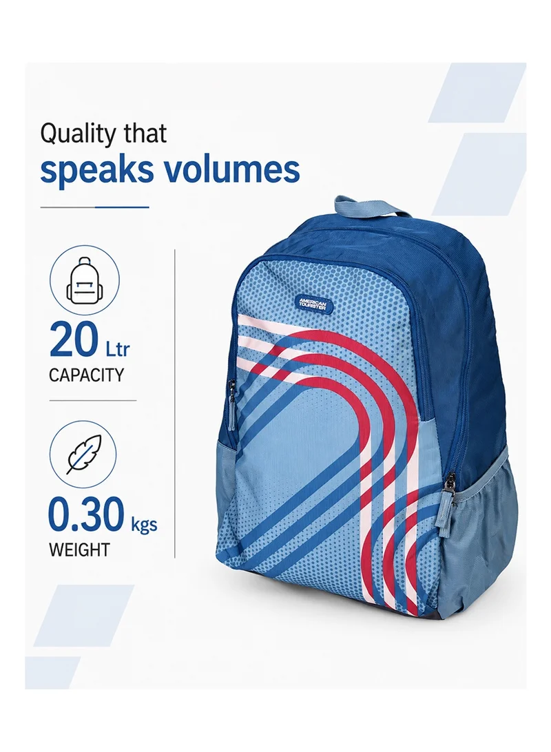 American Tourister Blue Aleo Backpack Polyester 20L Capacity, 15.6" Laptop Compartment, Teal|Front Zipper Pocket|Spacious Interior|Lightweight & Durable|Adjustable Shoulder Strap - 1 Year Global Warranty  | Best Price UAE