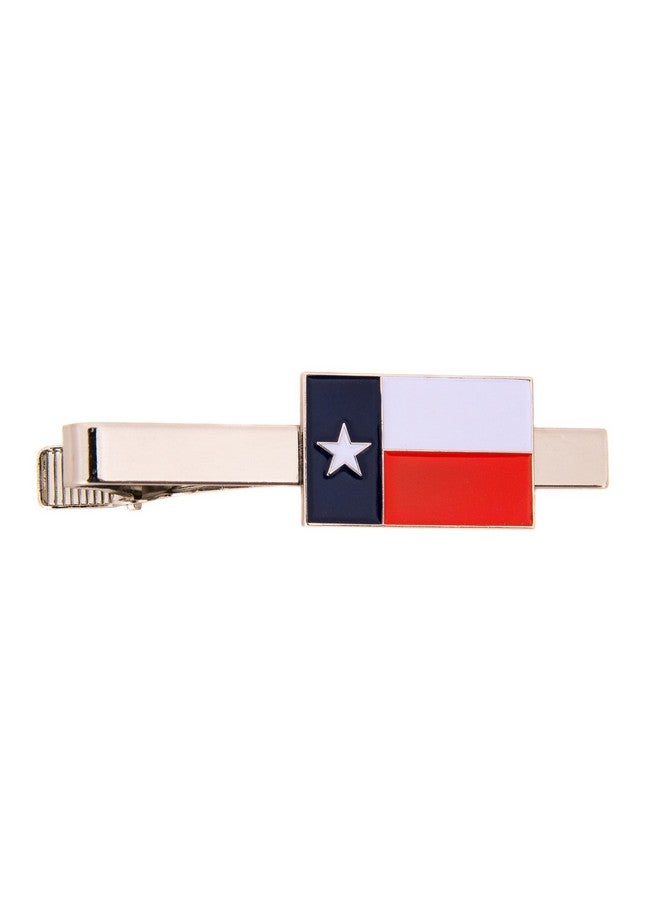Desert Cactus Texas Tx State Rectangle Flag Tie Bar Made Of Metal Souvenir Texan (Silver Tie Bar) - Image 1