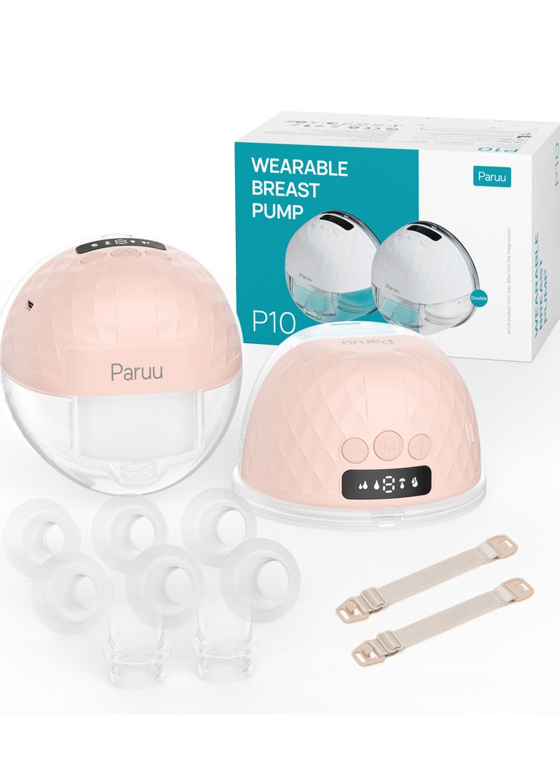 Paruu مضخة ثدي قابلة للارتداء P10 بدون استخدام اليدين، 338mmHg شفط قوي، ضوضاء منخفضة، 4 أوضاع و 9 مستويات - Image 1