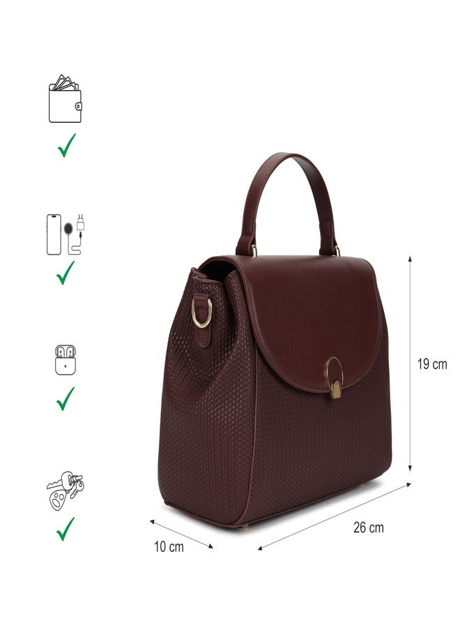 Fastrack Twine Charm Satchel | Faux-Leather Women’s Satchel | Dual Compartments with Centre Zip Pocket, External Quick-Access Zipper, Gold-Accent Flap & Adjustable Strap - Image 4