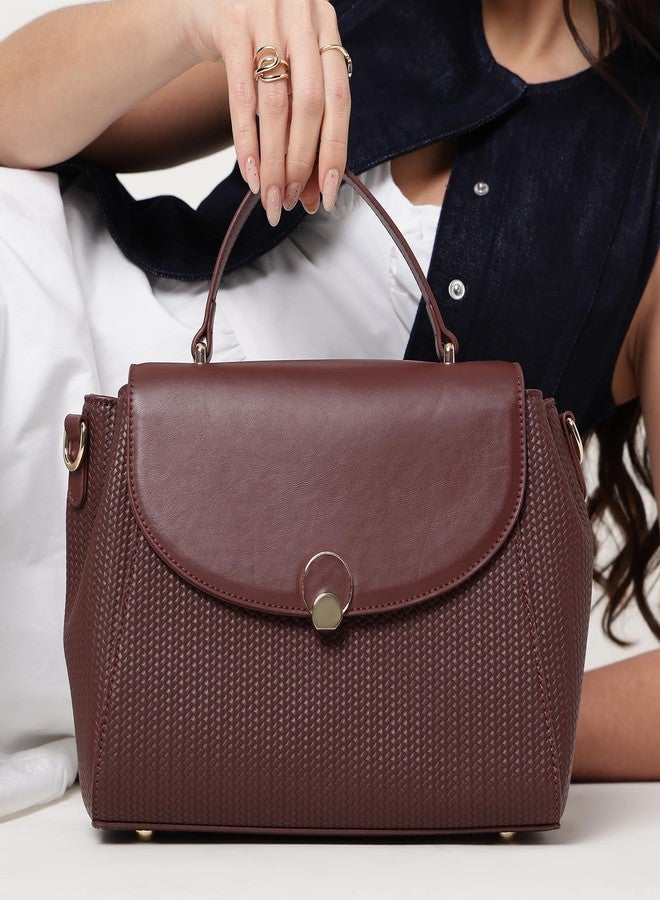 Fastrack Twine Charm Satchel | Faux-Leather Women’s Satchel | Dual Compartments with Centre Zip Pocket, External Quick-Access Zipper, Gold-Accent Flap & Adjustable Strap - Image 2