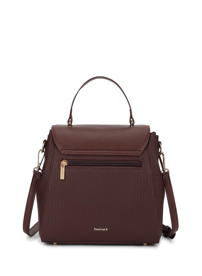 Fastrack Twine Charm Satchel | Faux-Leather Women’s Satchel | Dual Compartments with Centre Zip Pocket, External Quick-Access Zipper, Gold-Accent Flap & Adjustable Strap - Image 5